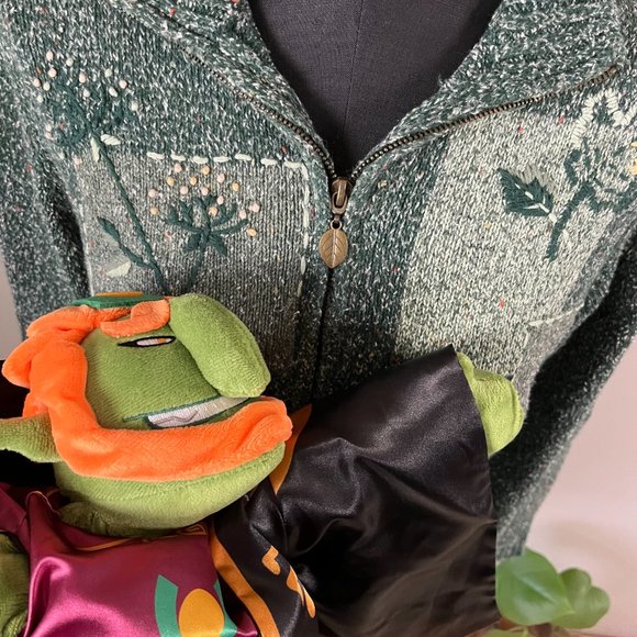 Green knit zip up sweater forest fairy sweater - Picture 10 of 10